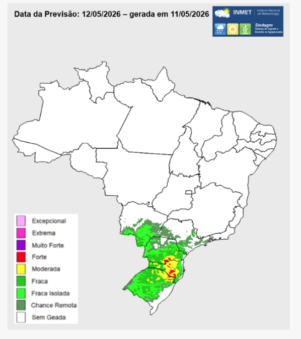 previsão do tempo geada