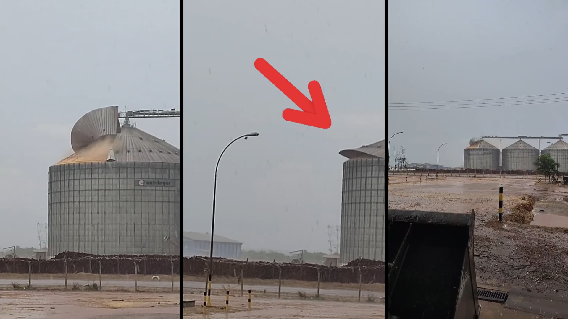 Forte temporal com ventos extremos arrancam telhado de silo em Mato Grosso
